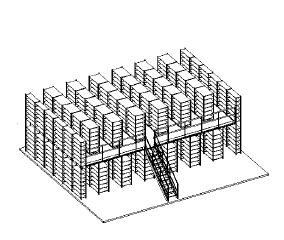 Skizze mehrgeschossige Regalanlage